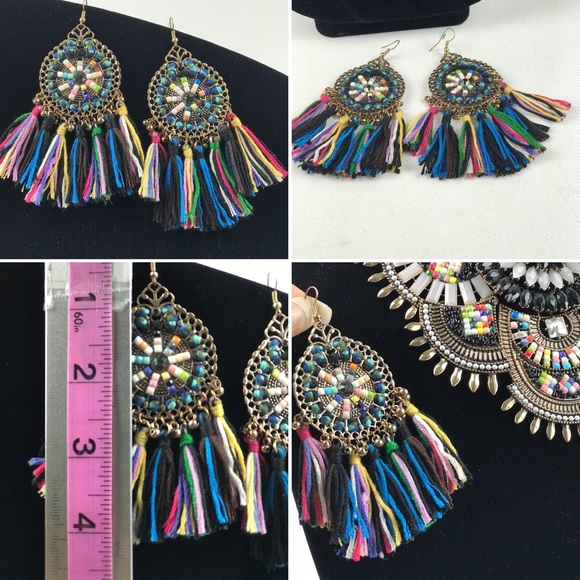 ALDO BIB Tribal Glam Statement Necklace Earrings - Picture 2 of 8